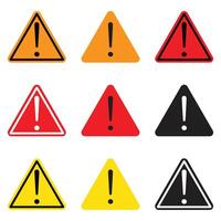 Warning Exclamation Mark Triangle Signs Set vector