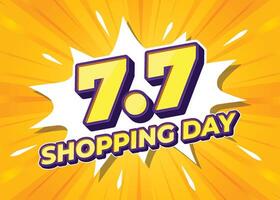 7.7 Shopping Day Sale Banner with Yellow Burst Background vector