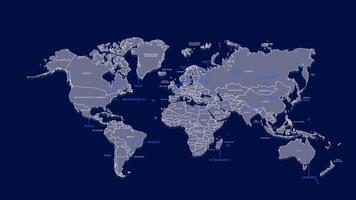Geographic infographic element - animated world map with country names video