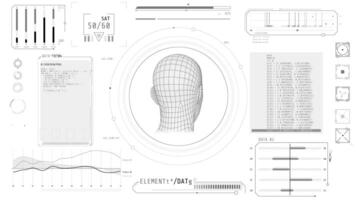 Animation of a high-tech interface with recognition data processing video