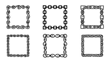 Set of black and white frames with chains and links vector