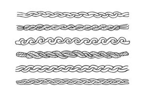 A set of braid patterns in black and white vector