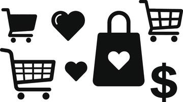Shopping cart icon set vector