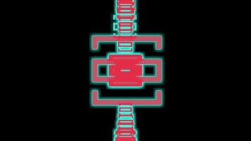 Abstract Geometric Motion Graphics Animation Loop Featuring Futuristic Red and Cyan Shapes Pattern on a Black Background video