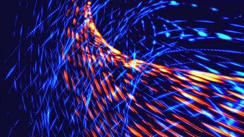 Dynamic Abstract Digital Background Animation Glowing Blue Grid and Energetic Orange Particle Flow Futuristic Data Stream Visuals video