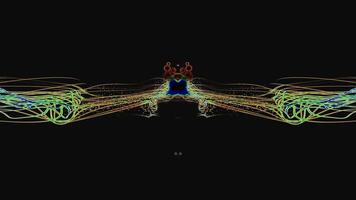 Abstract Symmetrical Energy Flow Visualization - Dynamic Colorful Digital Art Animation with Particle Streams and Lines on Black Background video