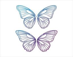 PrintButterfly Wings. Icons with illustrations and outlines. Representation of freedom vector