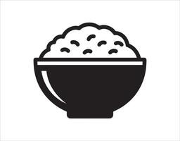 A clean and simple template featuring the silhouette of a rice bowl icon. vector