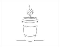 Illustration of a paper cup of coffee in continuous line drawing vector