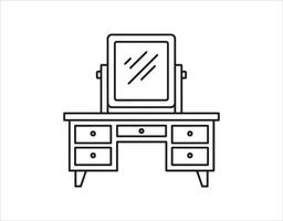 Dressing table icon, a thin line illustration that stands alone, a linear design symbol for the web, an outline concept with an editable stroke on a white background. vector