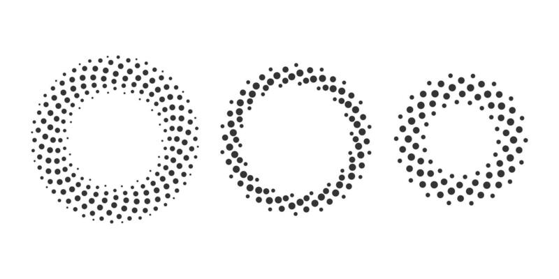 Black shape on a white background and the same white shape on the black side. Circle abstract background with dynamic halftone
