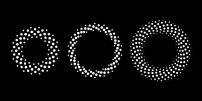 White shape on a white background and the same white shape on the black side. Circle abstract background with dynamic halftone vector