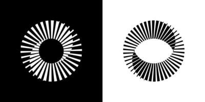 Two black and white images of a circular design vector