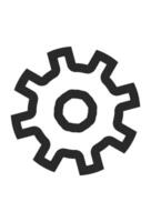 A simple outline of a gear. Black and white settings icon. Gear symbol, outline style vector