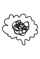 Brain scribble icon, confused thoughts. Abstract mind symbol. tangled thoughts. Mental chaos graphic. disorganized ideas vector