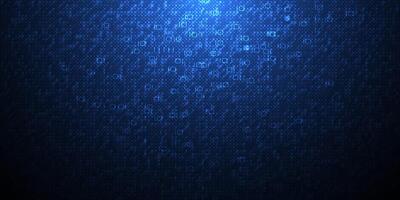 Illustration design. Blue matrix binary datum code, grid pixel pattern background. 0 and 1 numbers of program code. Digital data futuristic technology, computer software programming concept vector