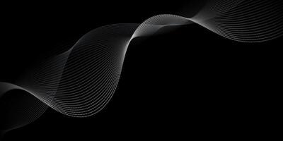 Abstract motion, smooth, soft wave line pattern and dot particle. Curve and fluid shape on black background. Illustration modern graphic design for luxury wallpaper, futuristic, technology vector