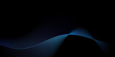 Abstract motion, smooth, blue wave line pattern, dot particle. Curve and fluid shape on black background. Illustration modern graphic design for luxury wallpaper, futuristic, technology vector