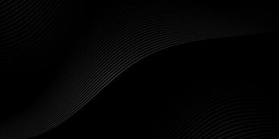 Abstract motion, smooth, gray wave line pattern, dot particle. Curve and fluid shape on black background. Illustration modern graphic design for luxury wallpaper, futuristic technology vector