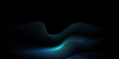 Abstract motion, smooth, blue wave line pattern, dot particle. Curve and fluid shape on black background. Illustration modern graphic design for luxury wallpaper,uturistic, technology vector