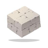 Stack of gray bricks isolated on white background. vector