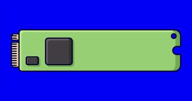 Solid state drive animation. Drive ssd storage animation. SSD M.2 illustration. Computer hardware components. Flat cartoon style. 4K animation video