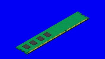 Isometric random access memory animation. RAM memory realistic 3d isometric. Computer hardware components. 4K animation video