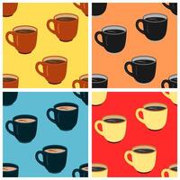 seamless pattern collection with coffee glass objects. suitable for decoration in cafes and restaurants vector