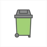 trash bin filled outline icon. bin color line illustration. vector
