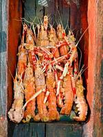 Fresh crayfish roasted using the rustic method wonderful photo
