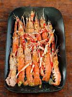Fresh crayfish roasted using the rustic method special picture photo