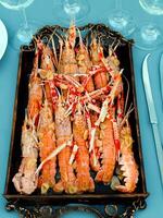 Fresh crayfish roasted using the rustic method photo