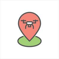Drone Tracking filled outline icon, Drone Location color line illustration vector