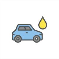gas car filled outline icon, gas vehicle color line illustration. vector