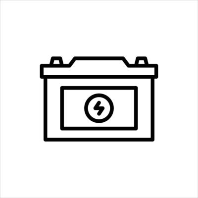 battery outline icon, battery black line illustration