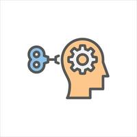 Thinking process filled outline icon. Think color line illustration. vector