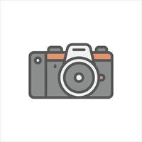 dslr camera filled outline icon, dslr camera colour line illustration vector
