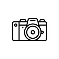 dslr camera outline icon, dslr camera black line illustration vector