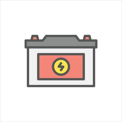 Battery filled outline icon, battery color line illustration