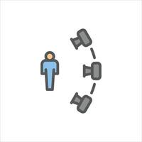 View Angle filled outline icon, camera view colour line illustration vector