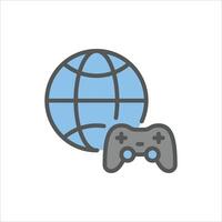 Online Game filled outline icon. gaming color line illustration. vector