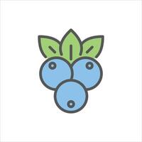 Blueberry Fruit filled outline icon. Blueberry Fruit color line illustration. vector