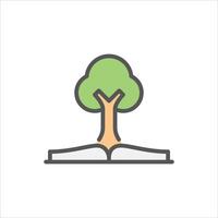 open book filled outline icon. knowledge color line illustration. vector