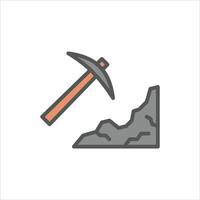 Coal Mining filled outline icon, Coal Mining color line illustration. vector
