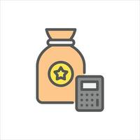 calculation filled outline icon. calculation color line illustration. vector