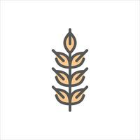 Wheat filled outline icon. Wheat color line illustration. vector