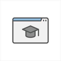 Online Learning filled outline icon. Online Learning color line illustration. vector