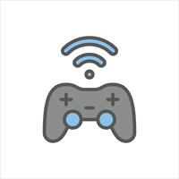 Joystick Signal filled outline icon. gaming color line illustration. vector