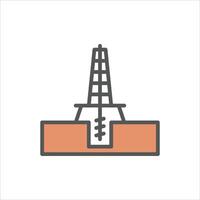 Drilling Rig filled outline icon, Drilling Rig color line illustration. vector