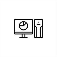 personal computer outline icon. data black line illustration. vector